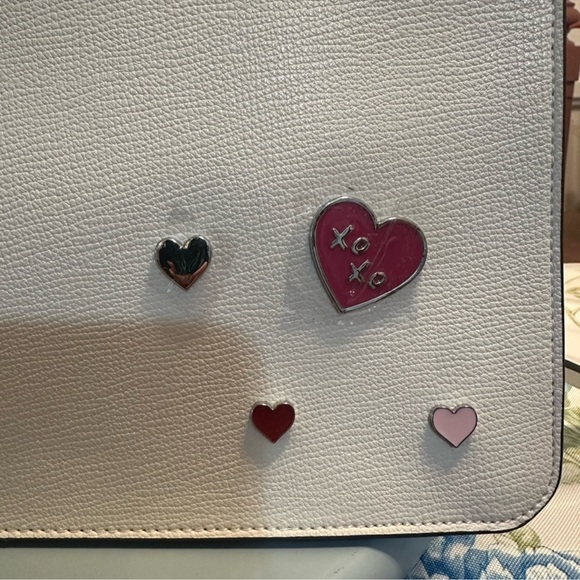 Karl Lagerfeld White & Pink Embellished Satchel Crossbody with Heart Details 🩷 - Picture 12 of 17